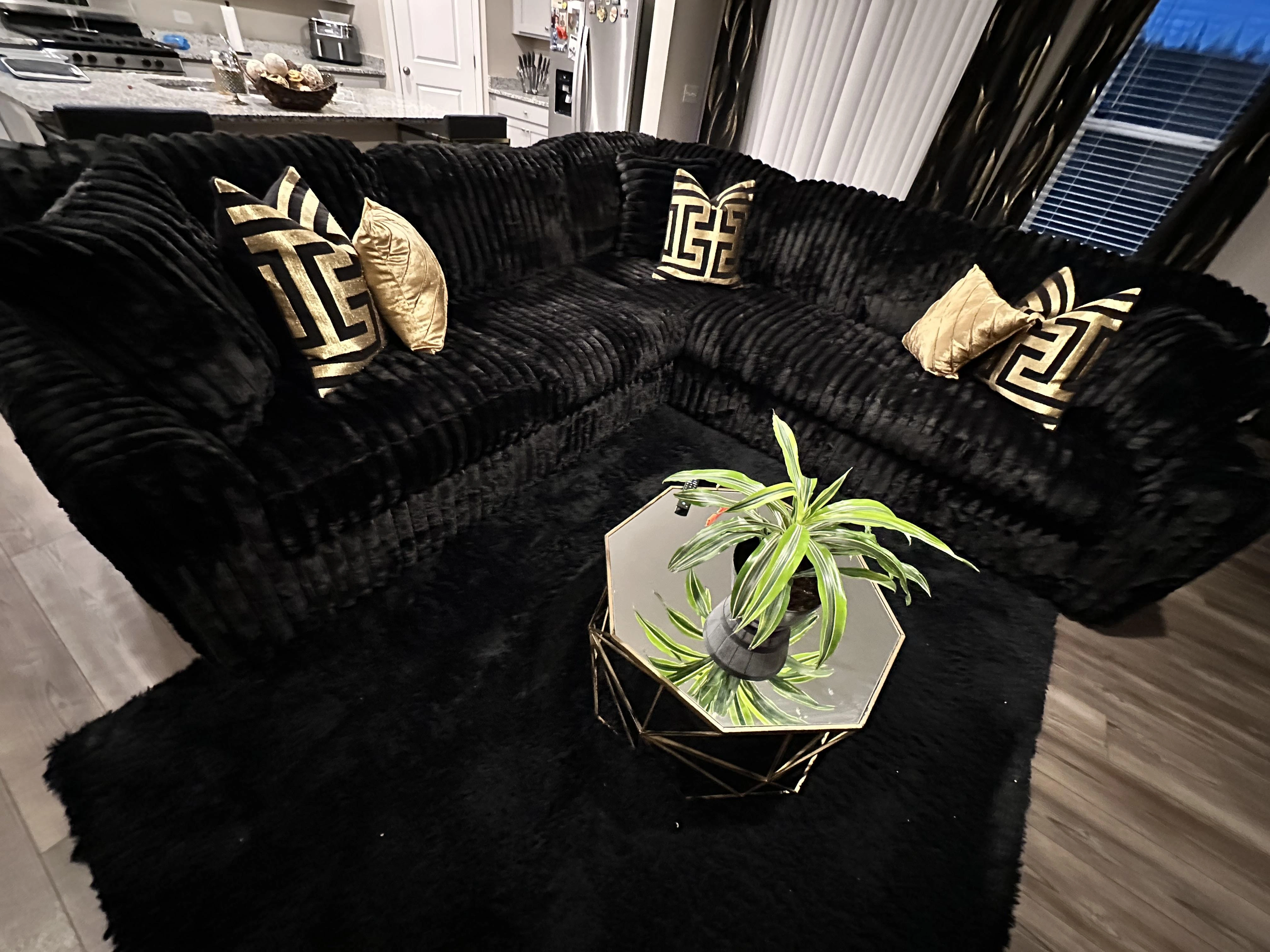 Ashley Midnight-Madness 3-Pc Polyester L-Shaped Sectional, Onyx