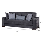 Cairo Convertible Sleeper Grey Sofa Information dimensions