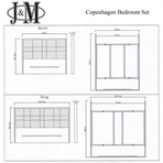 Copenhagen Upholstered Bedroom Set Dimensions