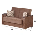 Beyan Signature Frankfurt 65" Chenille Convertible Loveseat  Light Brown dimensions