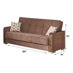 Beyan Signature Frankfurt 65" Chenille Convertible Loveseat in Light Brown dimensions