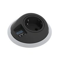 ARU704 - AC power socket and integrated USB fast charger type-A and typeC, with one cable guide for HDMI or LAN