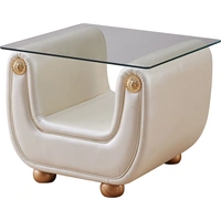 Clear Glass/Beige Leather