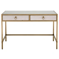 White Shagreen, Brushed Gold