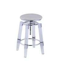 Clear/Chrome w/Gray PU Upholstered Seat