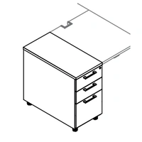 <b>KDT73L</b> - Left Stationary 3 Drawers pedestal