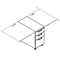<b>KDT73LP</b> - Middle Stationary 3 Drawer Pedestal