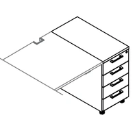 <b>KDT74P</b> - Right Stationary 4 Drawers pedestal