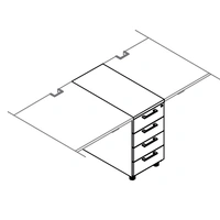 <b>KDT74LP</b> - Middle Stationary 4 Drawer Pedestal