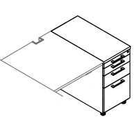 <b>KRT73P</b> - Right Stationary pedestal w/separate pencil drawer