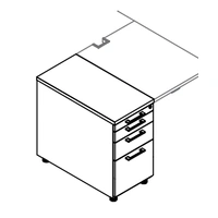 <b>KRT73L</b> - Left Stationary pedestal w/separate pencil drawer