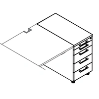<b>KRT74P</b> - Right Stationary pedestal w/separate pencil drawer