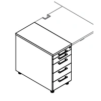 <b>KRT74L</b> - Left Stationary pedestal w/separate pencil drawer