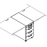 <b>KRT74LP</b> - Middle Stationary pedestal w/ separate pencil drawer