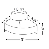 <b>F54</b> - Irregular Curved Module Right w/Backrest. Black Legs