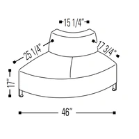 <b>F55</b> - Irregular Curved Module Left w/Backrest. Black Legs