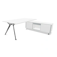 White MFC Top, Polished Legs, White Storage