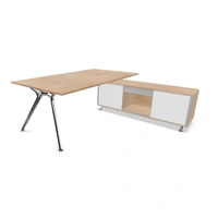 Chestnut MFC Top, Polished Legs, Chestnut Storage + White Doors