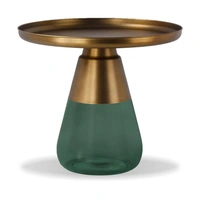 Antique Brass Plated Steel/Green Glass Base