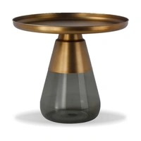 Antique Brass Plated Steel/Smoke Grey Glass Base