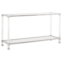 Brushed Stainless Steel, Lucite & Clear Glass
