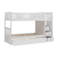 Bunk Bed w/ Storage Boxes & Reversible Step Storage, Twin/Twin Size