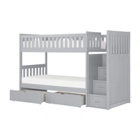 Bunk Bed w/ Storage Boxes & Reversible Step Storage, Twin/Twin Size