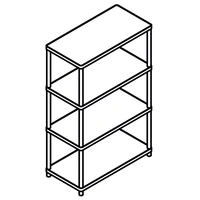 Stilt Office Single Metal Bookcase w/3 Shelves