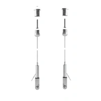 AWZ001 - Set of suspensions for PET partition. Adjustable wire rope length 1,9 - 78,7 in. Fixed on wood, masonry, gypsum (ceiling)