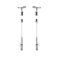 AWZ004 - Set of suspensions for PET partition. Adjustable wire rope length 1,9 - 78,7 in. Fixed on suspended ceilings “Armstrong” (profile T24) with white clips