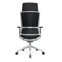 821 - Chair w/Silver Base & Back Frame, Black Arms