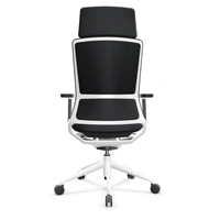 801 - Chair w/White Base & Back Frame, Black Arms