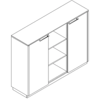 Status Office Half-Bookcase w/3 Doors & 2 Open Shelves