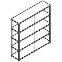 Stilt Office Double Metal Bookcase w/4 Shelves