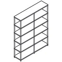 Stilt Office Double Metal Bookcase w/5 Shelves