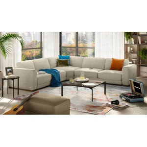 Natuzzi Editions Boston Fabric/Leather L-Shaped Sectional Sofa
