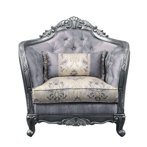 ACME Ariadne Fabric Tufted Chair w/Pillow in Gray