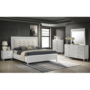 Lifestyle Furniture SM Lifestyle 0308w Wood Bed, Queen Size, White