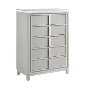Lifestyle Furniture SM 0318A Wood Chest w/5 Drawers & LED Light, White