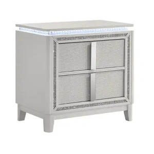 Lifestyle Furniture SM 0318A Wood Panel Bedroom Set w/LED Light, White