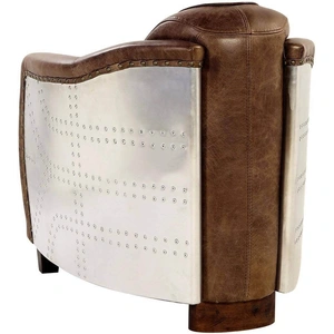 AF Modern Brancaster Vintage Top Grain Leather/Aluminum Chair, Brown