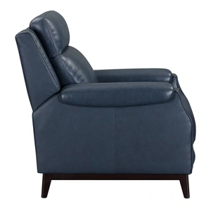 Liberty Furniture Rawling Manual Push Back Leather/Wood Recliner in York Navy