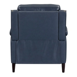 Liberty Furniture Rawling Manual Push Back Leather/Wood Recliner in York Navy