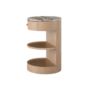 Universal Furniture Breeze Wood Stone Top Nightstand w/Drawer, White Oak