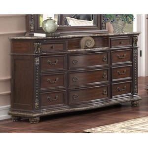 Lifestyle Furniture SM 0401 Wood Dresser w/11 Drawers (Marble Inset)
