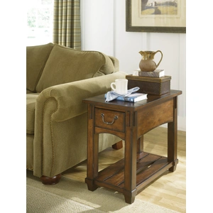 Hammary Tacoma Rectangular Wood Veneer Chairside Table w/Drawer, Rustic Brown