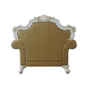 ACME Picardy Wood/PU Chair in Antique Pearl/Butterscotch