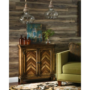 Hammary Hidden Treasures Wood Chevron 2-Door Cabinet, Brown