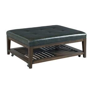 Hammary Hidden Treasures Rectangular Leatherette/Wood Cocktail Ottoman, Brown