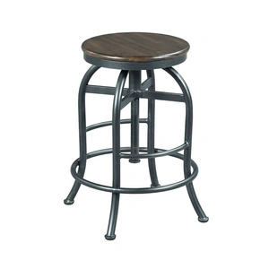 Hammary Hidden Treasures Wood/Metal Adjustable Pub Stool, Brown/Black